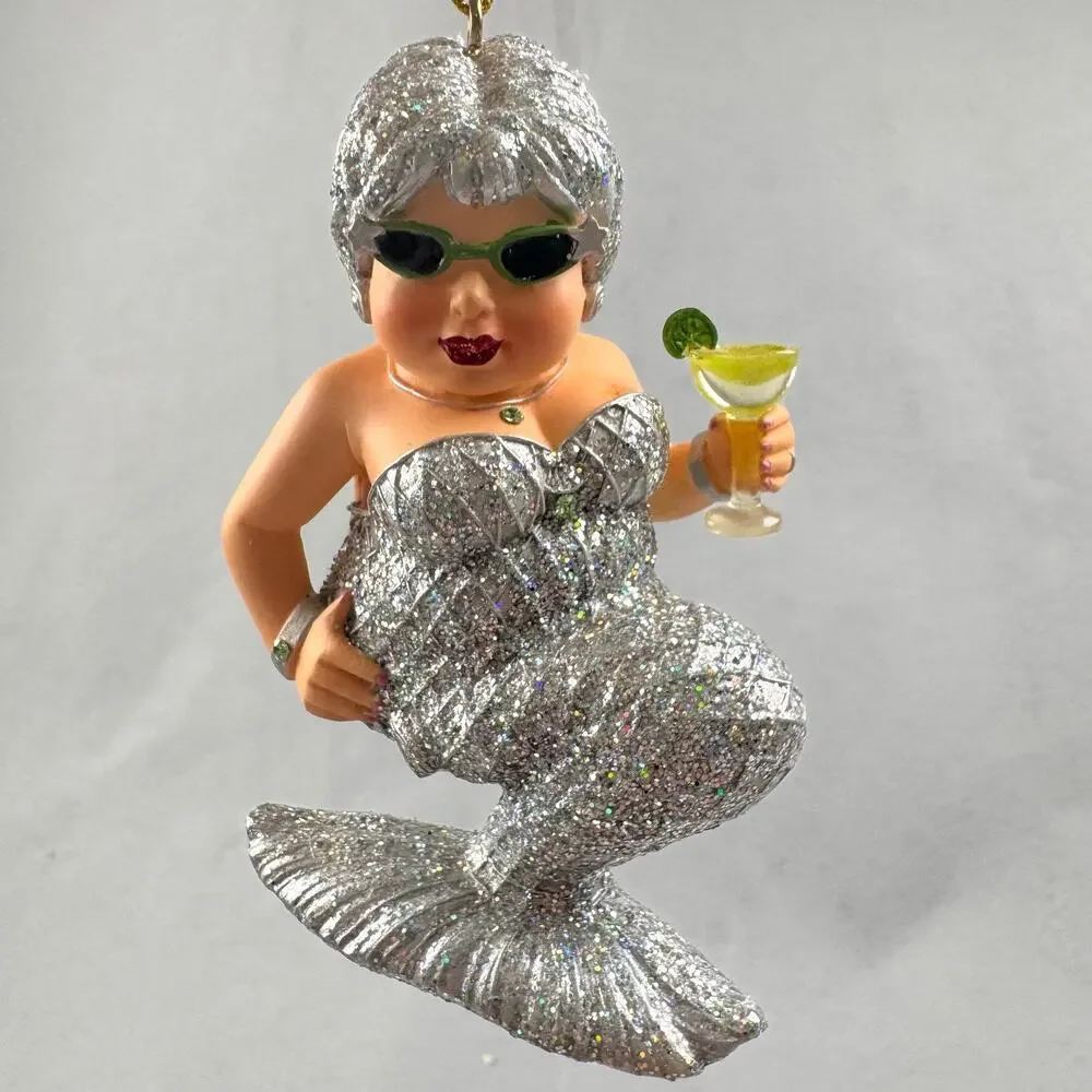 December Diamonds 2008 Retired Margarita Silver Mermaid Ornament Silver Glitter